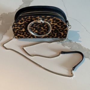 NWT Ted Baker London - Leather Leopard Circle Handle Crossbody Or Clutch